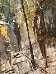 VTG Artist Signed Davis Original Oil On Board Paris Street Framed Painting 25×21