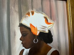 LOVELY HAITIAN ART PAINTING BY ARTIST CAREL BLAIN family life 25 in H X 21 in W