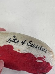 Vintage Hand Painted Rock Signed Gita Sweden Folk Art Swedish Desk Decor