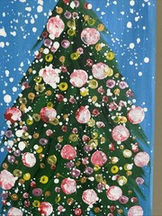 Christmas Tree,5/11/1 Original acrylic Painting On Wood,holidays