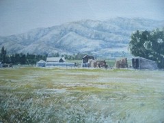 MARION HAWS, UTAH WATERCOLORIST WATERCOLOR VINTAGE RURAL LANDSCAPE IMPRESSIONIST
