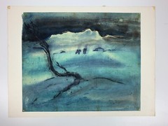 Aquarell Bild Gemälde wohl Otto Meister Schweiz von 1957 Kaukasische Nacht