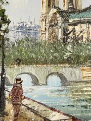 Impressionist Paris Scene Painting Caroline Burnett Gilt Frame
