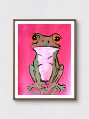 Shai Original 9×12 Impressionist Frog Acrylic Painting Signed Wall Art Paper
