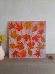 maple leaves original oil painting, autumn leaves painting, leaves wall art