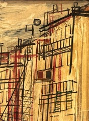 Michel-Marie Poulain (French), VTG MCM Origin. Oil/Masonite „Toulon 1954“ Signed
