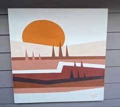 1985 ABSTRACT PAINTING SIGNED DEBORAH BENTON ORIGINAL VINTAGE ART MODERN