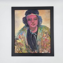 Original Oil Portrait Painting Woman Expressionist Impressionist Art 20×24 Frame