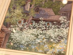 Antique Watercolor Cottage Garden Wildflowers Signed Original Gilt Frame 15×14