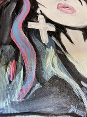 9” X 12”, Punk Gurl, Pink And Black, Acrylic/Canvas, Original,Signed, COA