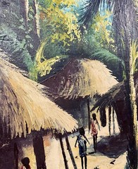 Vintage Tropical Island Oil Painting Framed Original Impasto Art 1970s Signed