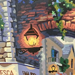 Buon Appetito Finished Acrylic Paint By Number 20×16 Italy City Restaurants Flaw