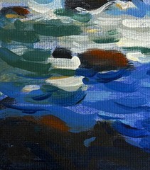 Acrylic Painting The Fusion Of Sunset And Sea M. Patskan Original nAAA4859