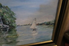 Vintage Signed Oil on Board Painting 10″x13″ Pastiche Houses on The Achterzaan