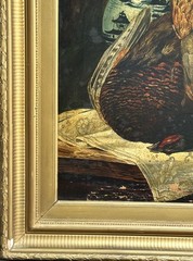 ANTQ British School Still Life With Game Birds O/C Signed M. E. Wood, Dated 1889