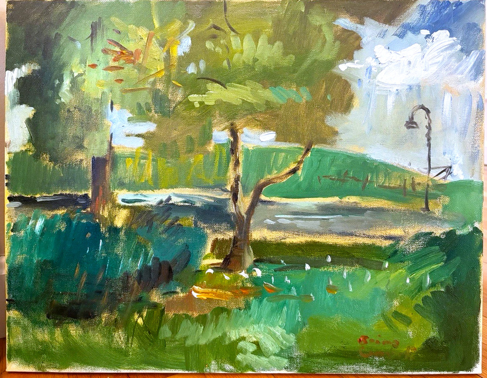18”x14” Landscape Cubist Plein Air Oil Painting On Canvas Original Signed