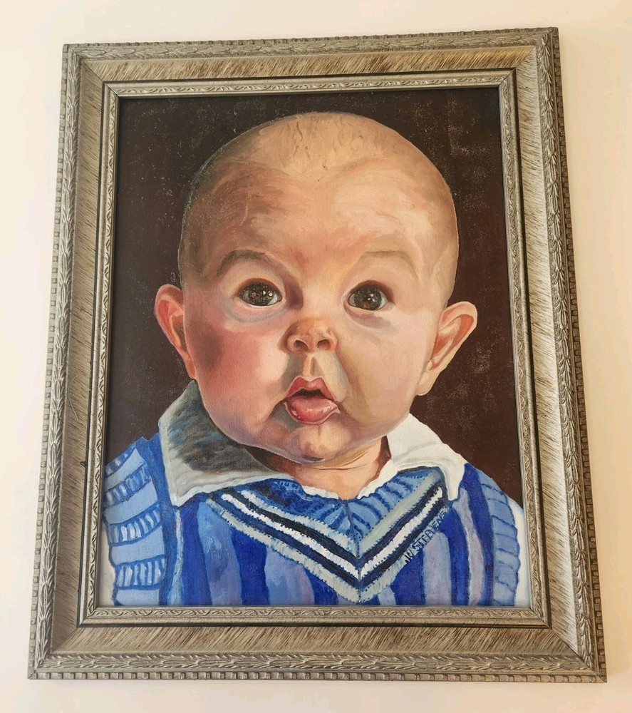 Oil Painting Original On Canvas by Jo Stephens, Young Child Baby Portrait 11×14