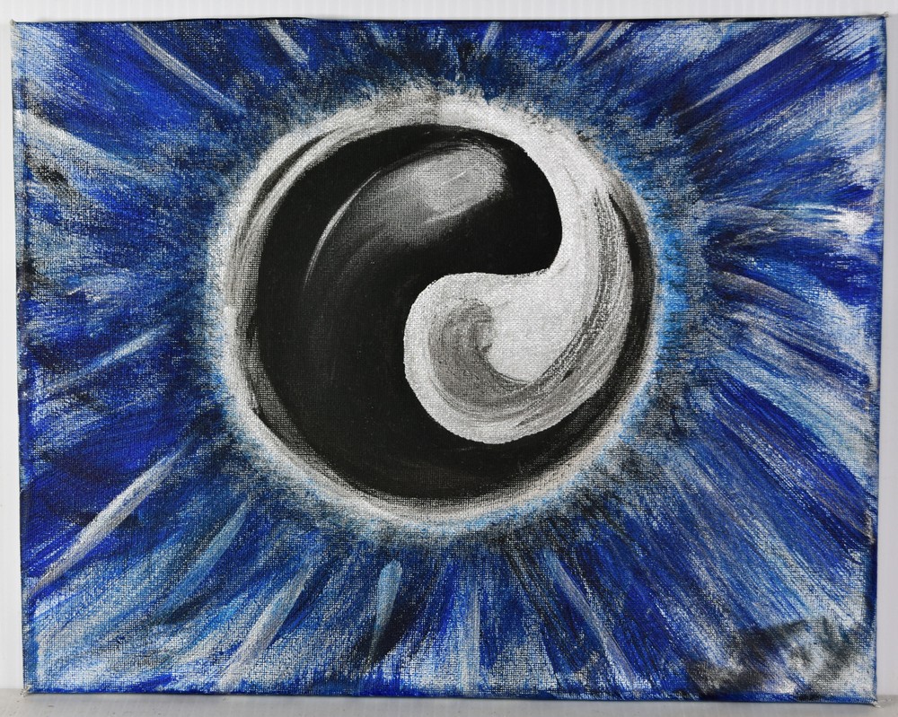 14″ Oil Painting Canvas Abstract Yin Yang Inner Peace Balance Equality