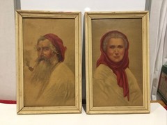 Vintage Old Man and Old Woman of Capri by Eduardo Forlenza & Sydney Bell