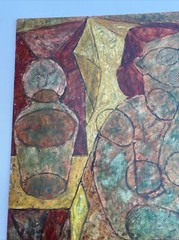 Ella Charlotte (Odorfer) Moen VINTAGE ABSTRACT CUBIST CUBISM PAINTING MODERNISM