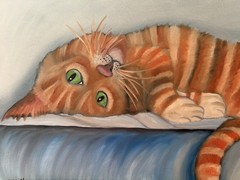 Original oil painting 11 x 14 inches beautiful colorful orange tabby cat