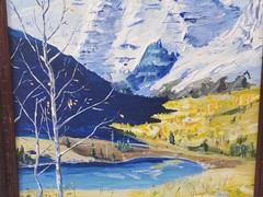 VTG 1970s American Landscape Acrylic Painting Of Colorado Rockies In The Spring