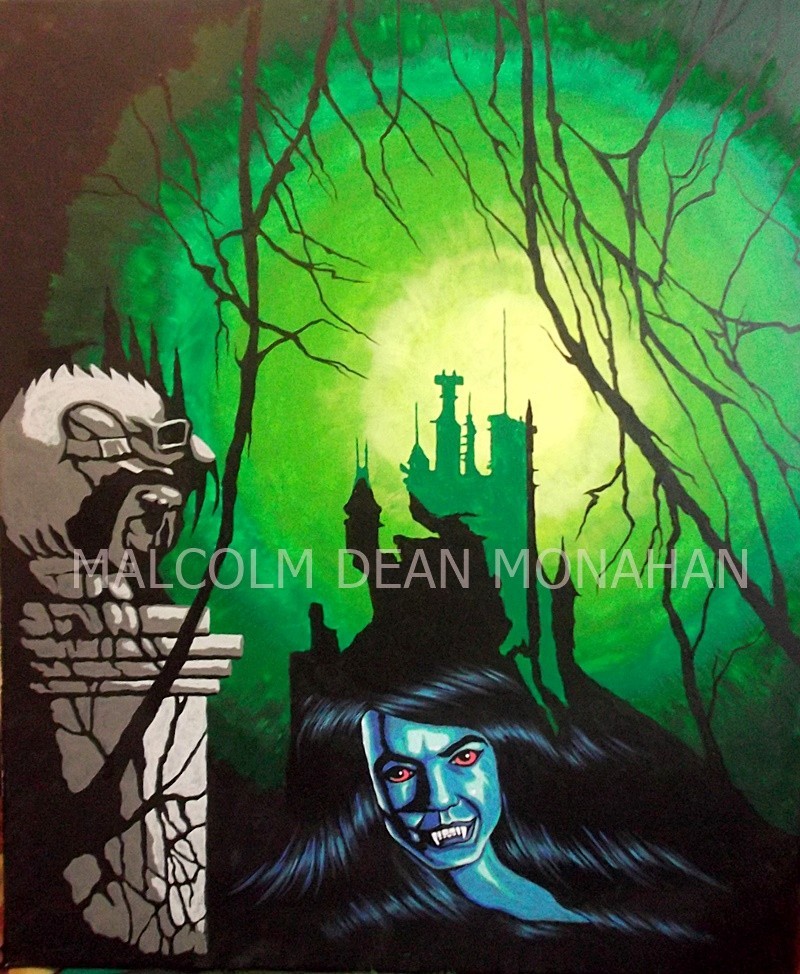 ACRYLIC PAINTING VAMPIRE GOTHIC PAPERBACK BOOK STYLE ART ON STRETCH CANVAS