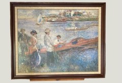 Oarsmen at Chatou by Pierre-August Renoir Art Replica FRAMED OIL Painting 42×40