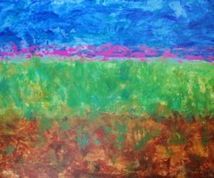 Painting On Canvas, 72”x60” Original Signed Acrylic Large, Giant Green Blue