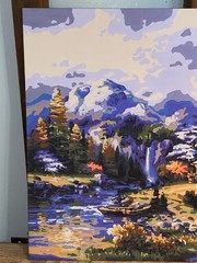 Vtg Paint By Number CABiN in the Woods near Water 20″x 16″ UNFRAMED Painting #1