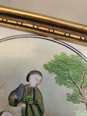 Antique Qianlong 18th Century Asian China Woman Child Painting Porcelain Plaque
