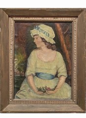 Antique After Joshua Reynolds Oil On Canvas „Miss Simplicity“