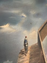 Robert Watson ‚The End Of Road ‚ SignedSurrealist Oil PaintingCardboard Original
