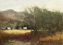 Delander Art, Original, Idaho Country Landscape Oil Painting 5×7 Canvas Signed