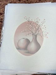 Still Floral Painting Pussy Willow In Pots On Canvas Pastel 11.5×13.75 8×10 80s