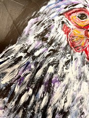 Impasto Chicken Acrylic Painting Original 12×12 Textured Hen Art Cradled Wood
