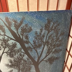Moon Light Tree Blue Sky acrylic painting on canvas original artist Size 24×48