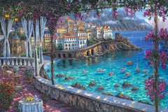 Amalfi coast scenery Oil painting Giclee Art Printed on canvas L1979