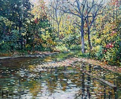 1930’s Impressionist Summer Pool Clarence W. Snyder 1873-1948, listed PA artist