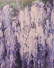 Wisteria. Print on canvas 16″x20″ of acrylic flaw technique painting. Not framed