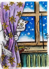 ACEO Custom painting from photo Pet portrait Watercolor Cat Dog Commission art