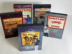 Set of 5 Original Painted Blocks by LA artist Martin Wohlgemuth New Orleans