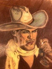 Rare Original 1930s Western Illustration Art Painting Cowboy