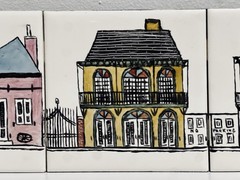 Jacques De Clercq / DeClercq Painted & Signed 4 Tile Art – French Quarter Houses