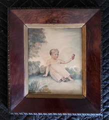 Early 19th C American or English Watercolor Portrait Miniature of Young Girl