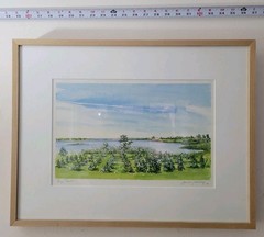 Original Janet Jennings Watercolor “Sagg Pond” 1987 Framed East Hampton 21×16