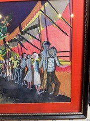 Trav Neidlinger Game of Chance Signed Watercolor Carnival Fair Scene Framed