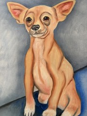 Original oil painting 11 x 14 inches cute chihuahua dog- free shipping