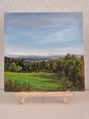 Original Oil Painting Landscape 10×10 Swiss Apls Handmade Art