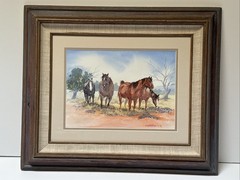 ED WHITEHORSE PAINTING NAVAJO HORSE HORSS LANDSCAPE NATIVE AMERICAN TRIBAL ART